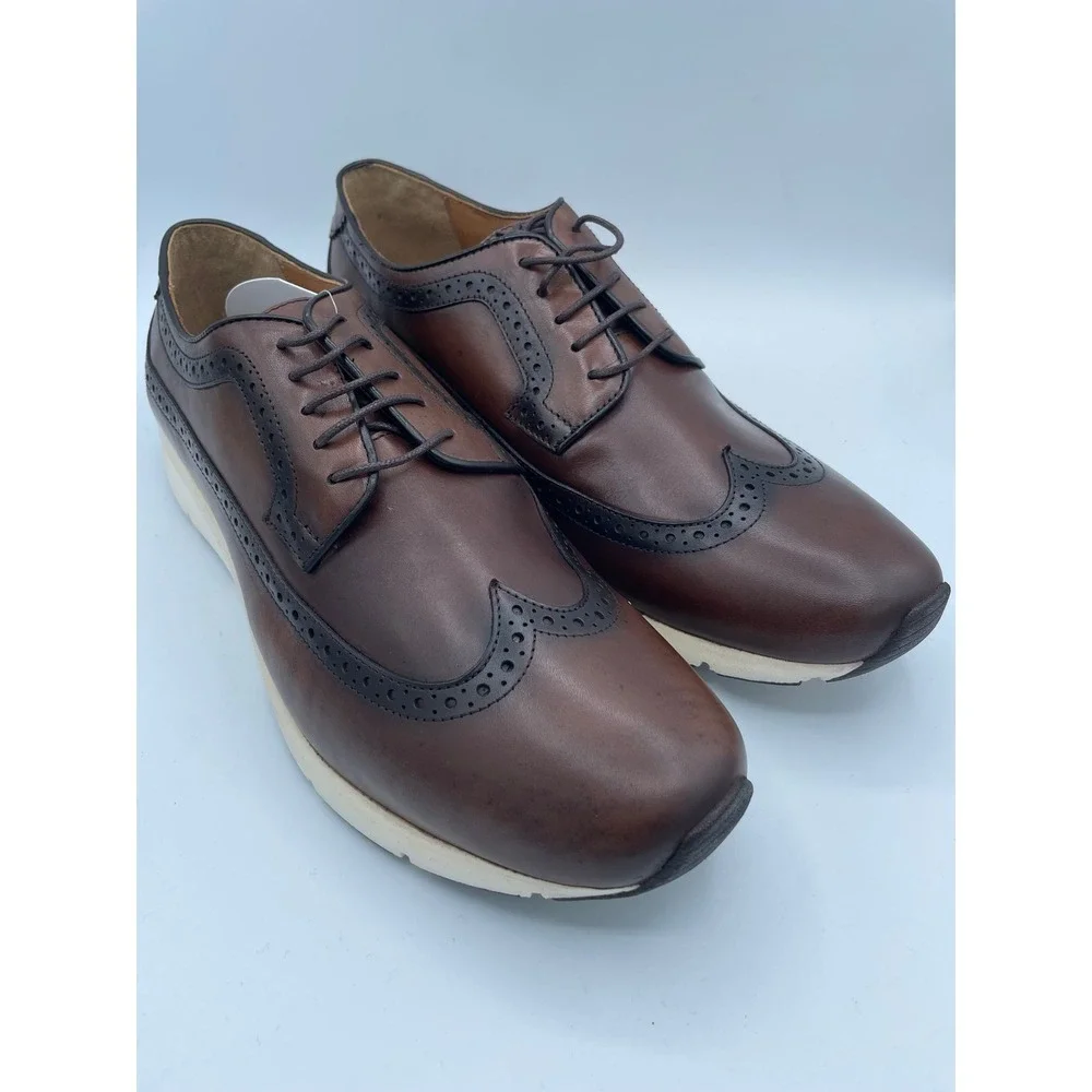 Belvedere Eric Mens 11.5 D Brown Leather Wingtip Oxford Hybrid Dress Sneakers